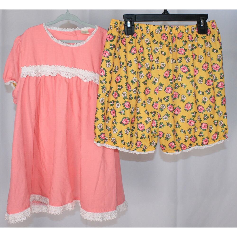 Matilda Jane Girls Size 14 Pajama Set Floral Shorts Pink Lace HTF